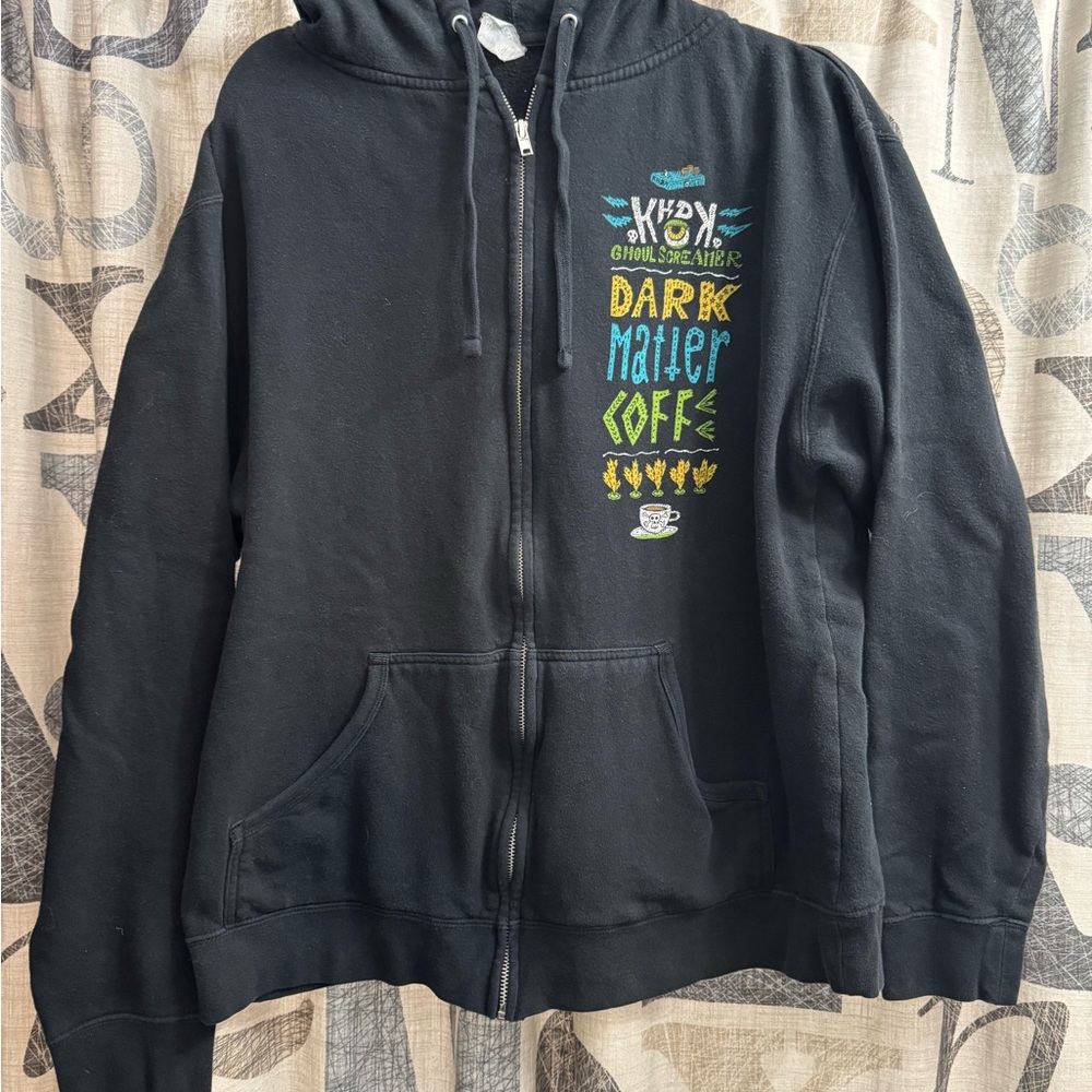 Dark Matter Coffee Black Graphic Zip-Up Hoodie